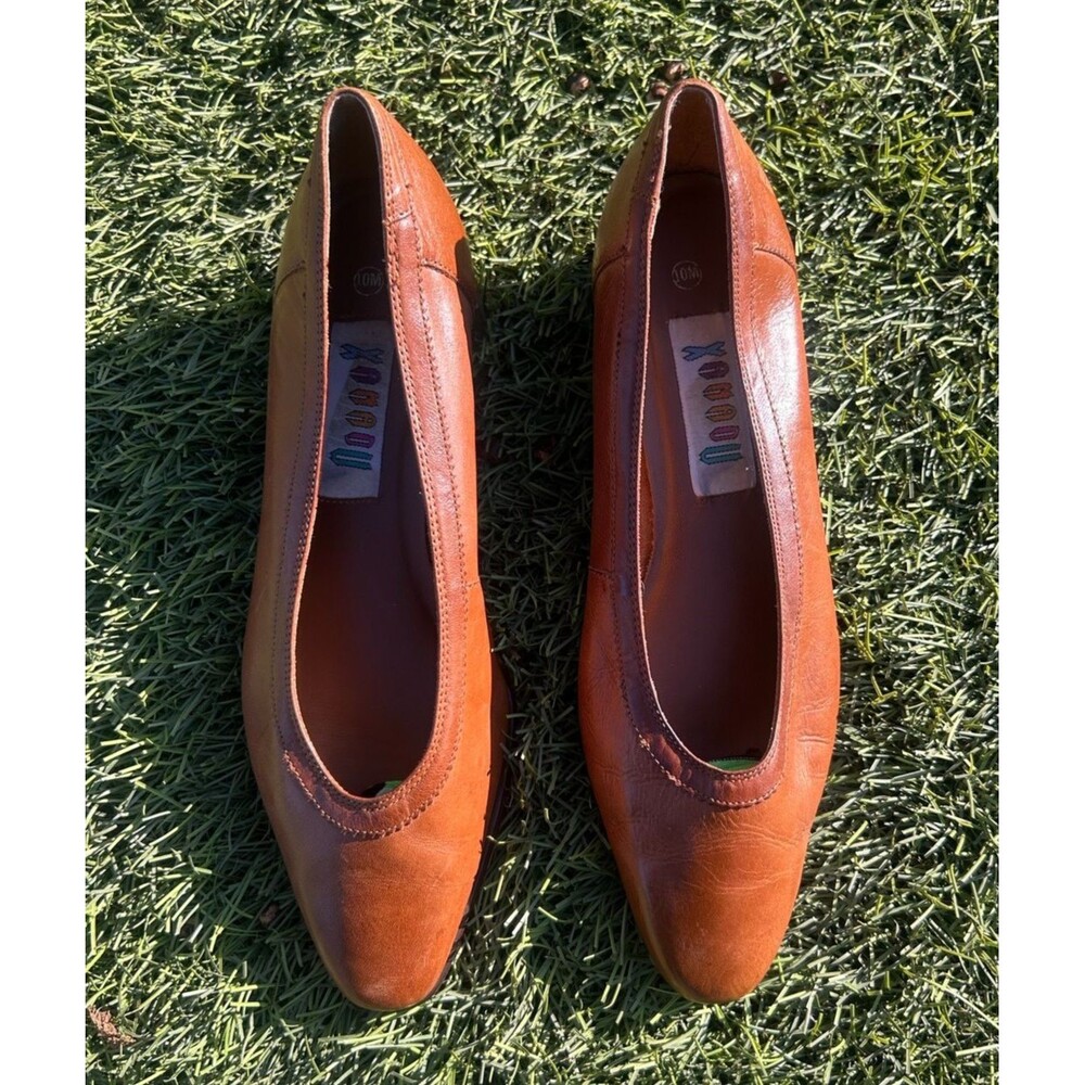 Xanadu Vintage Y2K Leather Pumps Womens 10M Brown Square Toe Block Heel